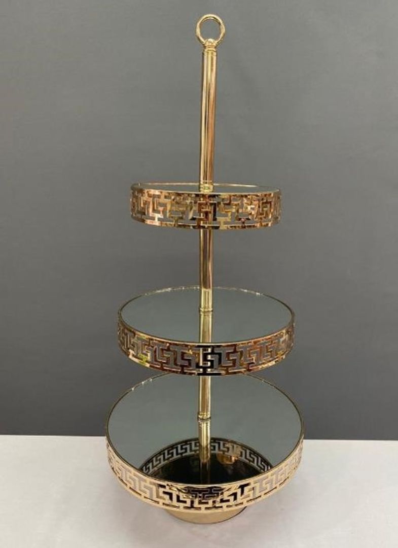 Base para pasteles dorado en metal con espejo