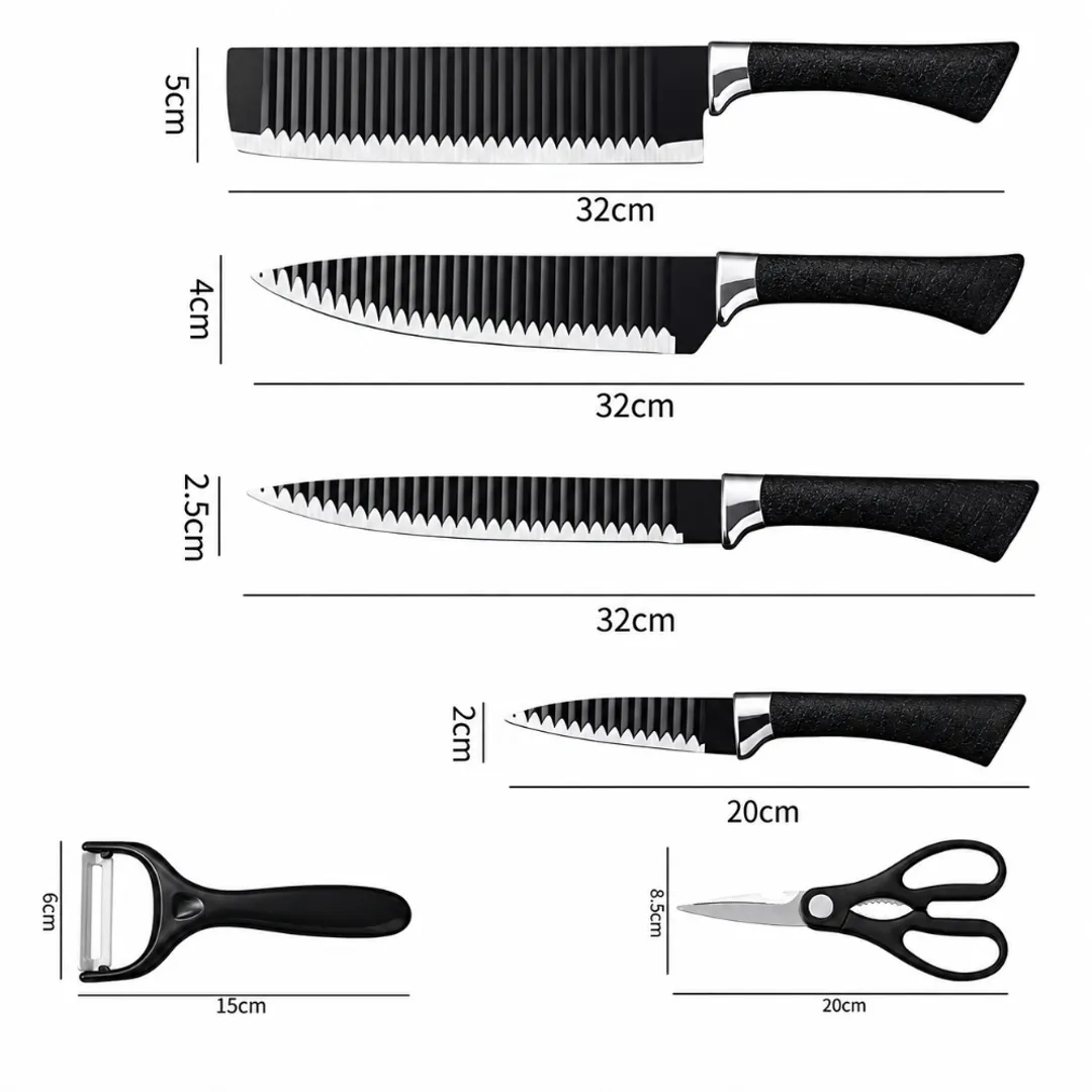 KIT DE CUCHILLOS DE COCINA 6 PIEZAS KITCHEN KNIFE