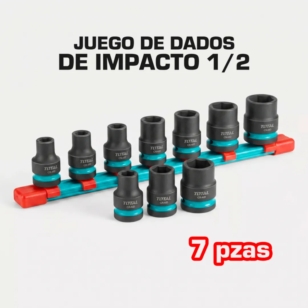 JUEGO DE DADOS DE IMPACTO DE 1/2" 10-19MM X 7 PIEZAS