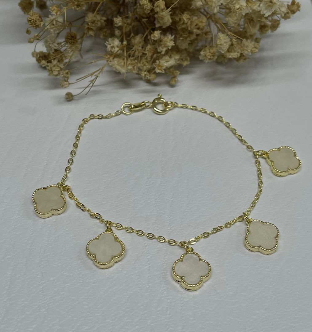 Pulsera Van cleef x5 blanca de 18cm colgante
