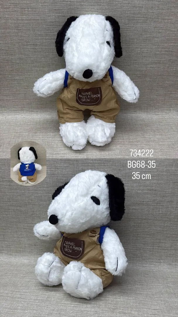 SNOOPY CON OVEROL Y BOLSO 35 CM