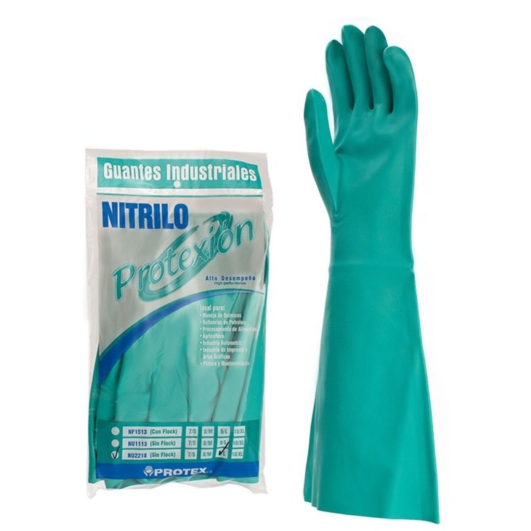   D. GUANTE NITRILO INDUSTRIAL LARGO TALLA 10 CAL 22 VERDE