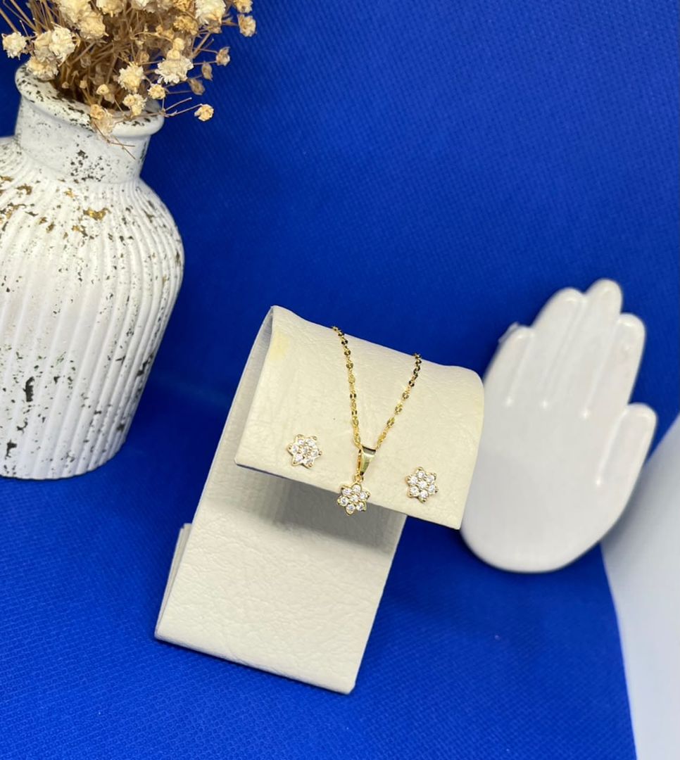 Set conjunto cadena aros 45cm + conjunto flor cristal 6mm