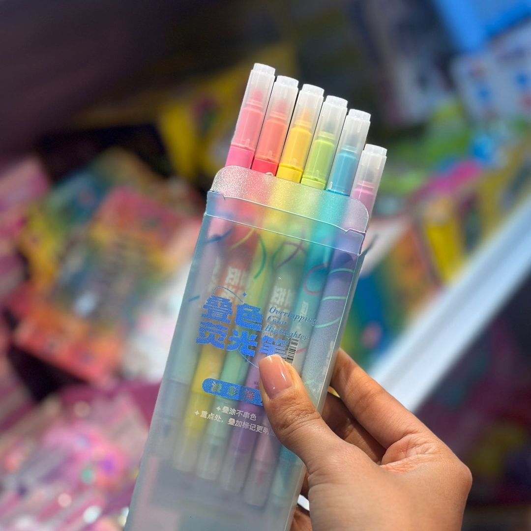 MARCADOR DOBLE PUNTA NEON X 6