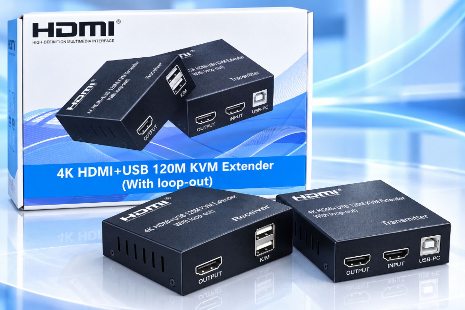 Extensor HDMI + USB KVM 4K – 120 m