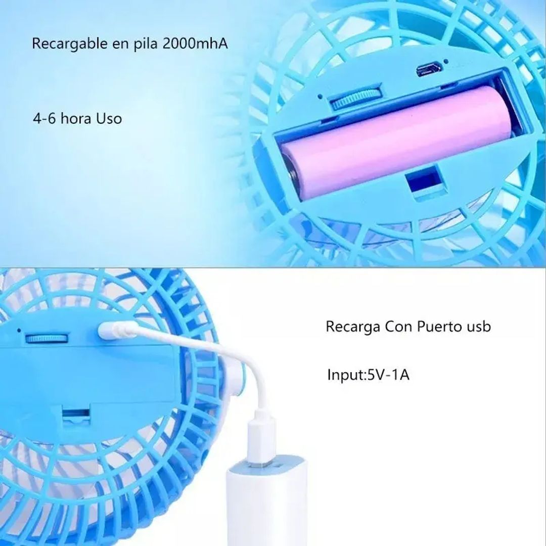 MINI VENTILADOR CLIP USB PORTATIL RECARGABLE 360°