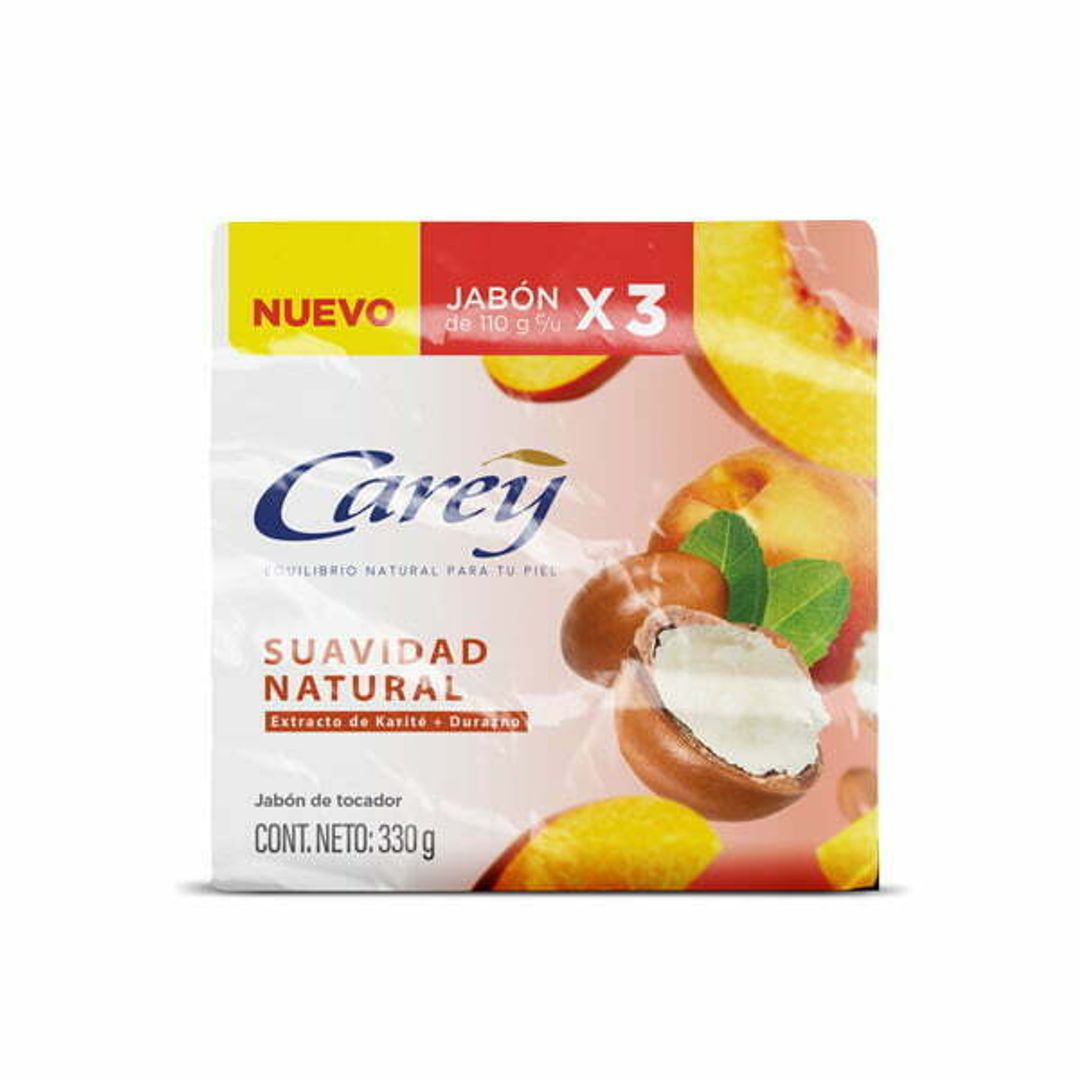JABON DE BAÑO CAREY SUAVIDAD NATURAL X 110 GR - PAQ X 3 UND