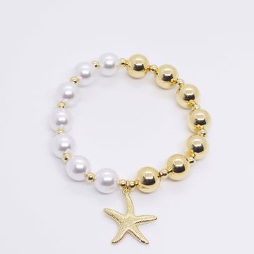 Imagen del producto PULSERA PERLAS ESTRELLA DE MAR RODINADA
