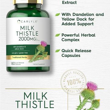 Cardo Mariano de 2000 mg 180 cáp con Diente de León y Muelle Amarillo - imagen 1