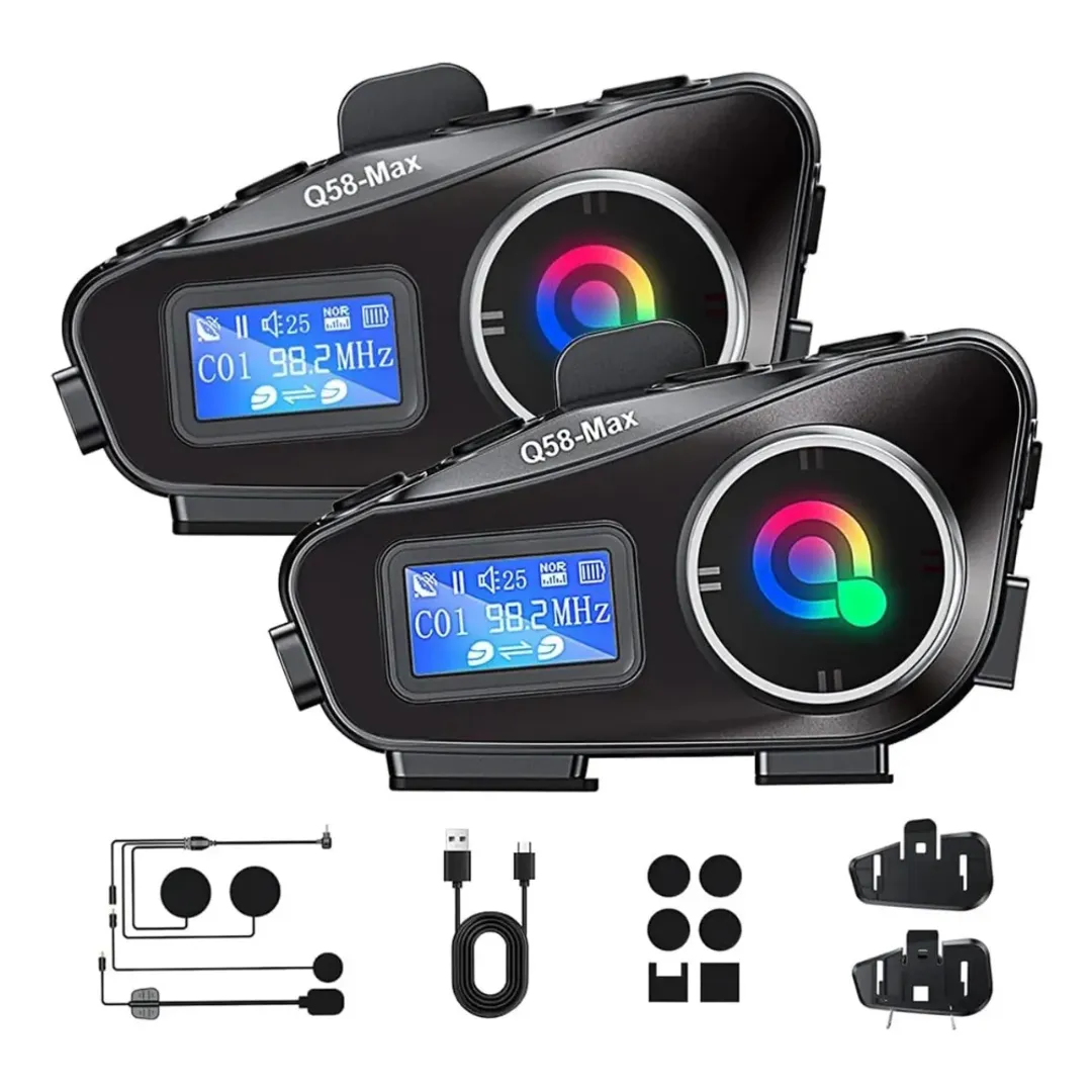 SET INTERCOMUNICADOR Q58-MAX MOTO CASCO X2 PIEZAS