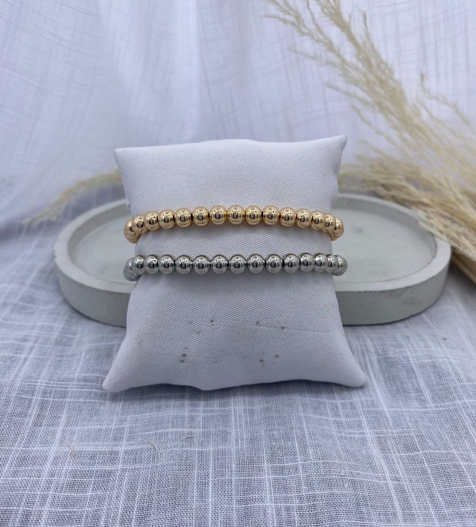 Pulsera perla, mediana, oro rosa, plateada, covergold 