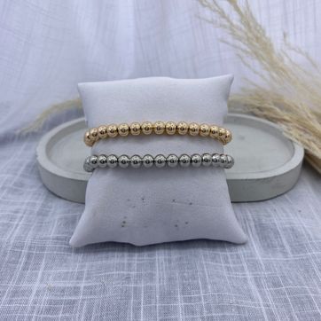 Pulsera perla, mediana, oro rosa, plateada, covergold  - imagen 1