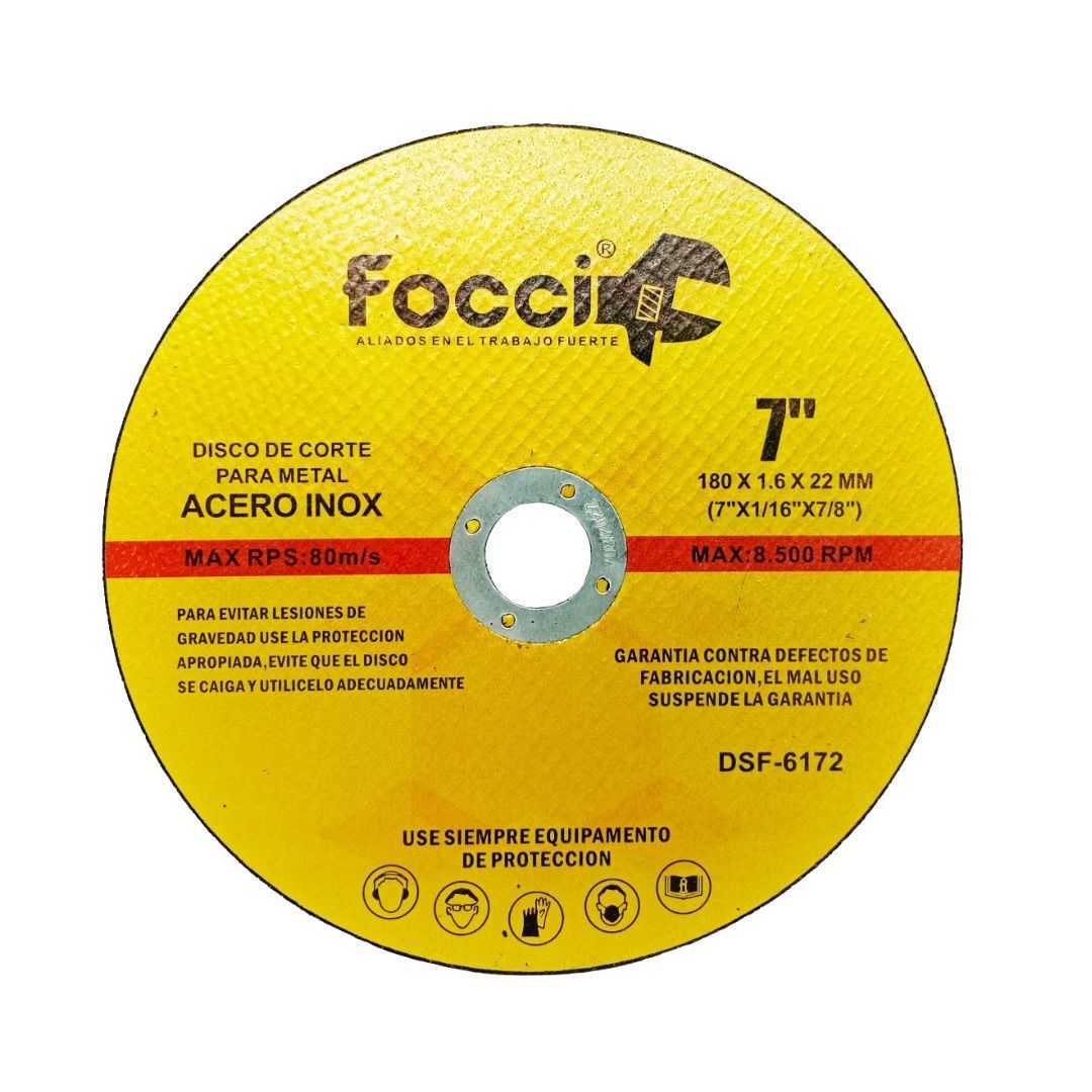 DISCO CORTE METAL 7X1/16X7/8 FOCCI