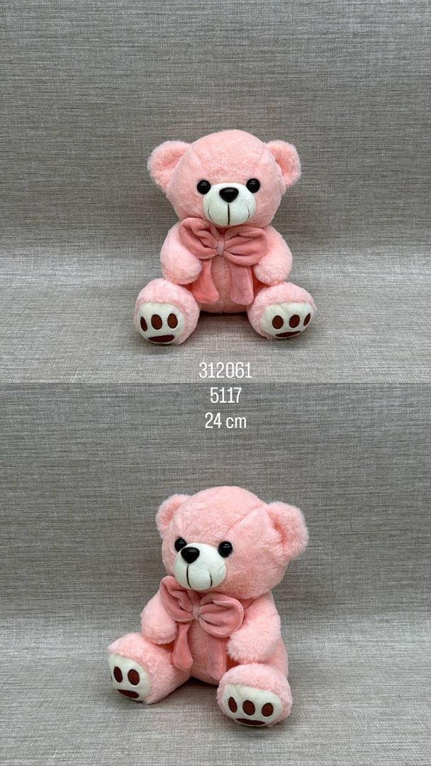 OSO ROSA CON MOÑO 24 CM