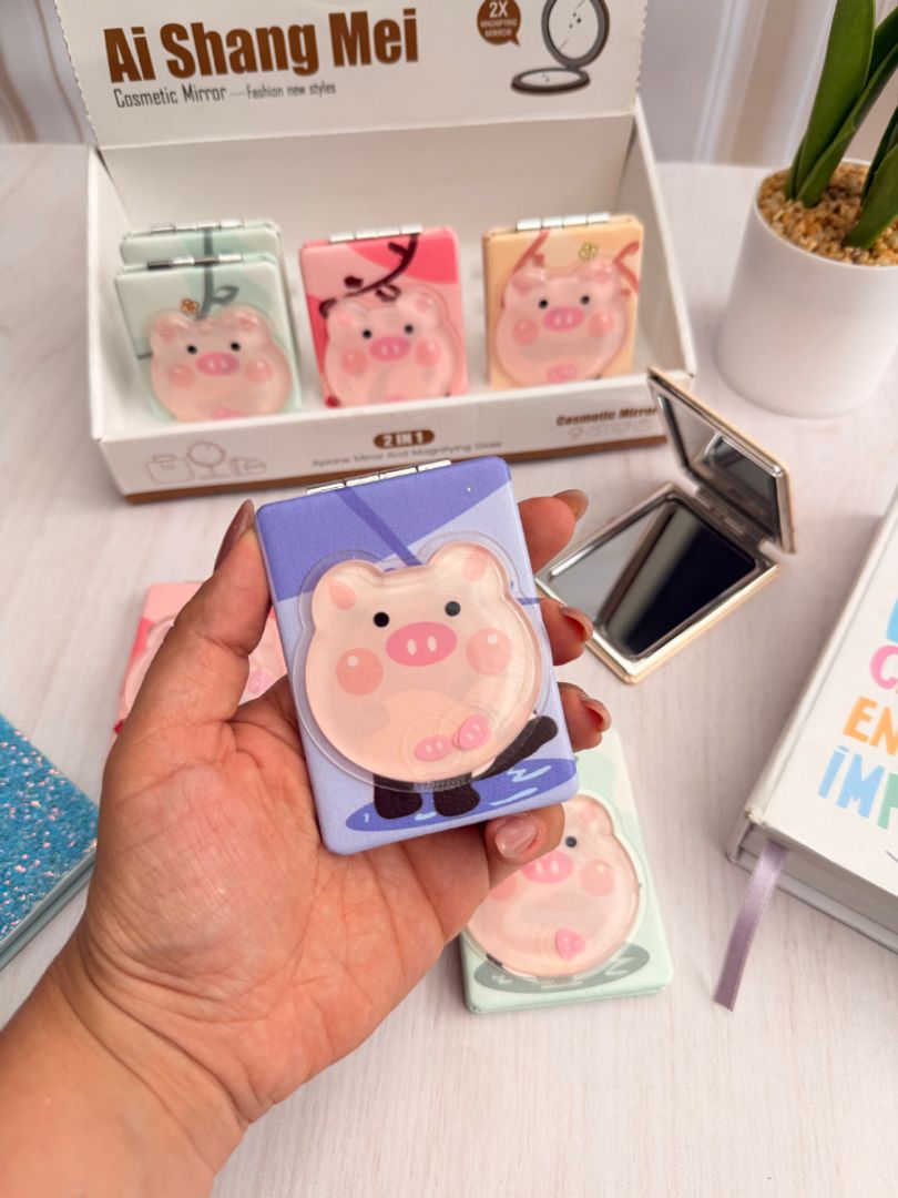 Espejos de mano cerdito Glitter 