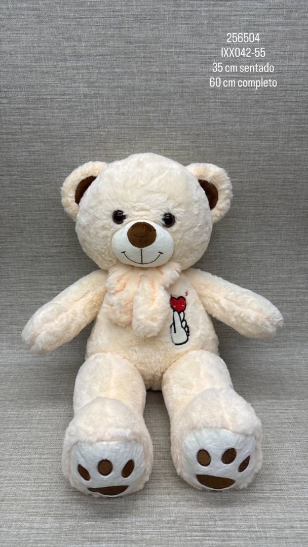 OSO PATAS LARGAS MOÑO CORAZÓN 35 CM