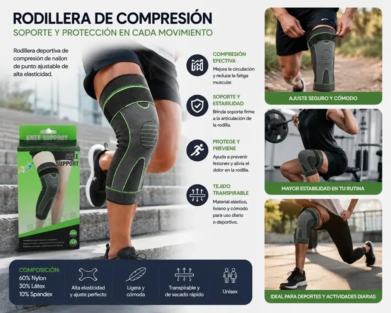 RODILLERA AJUSTABLE DE COMPRESION KNEE SUPPORT