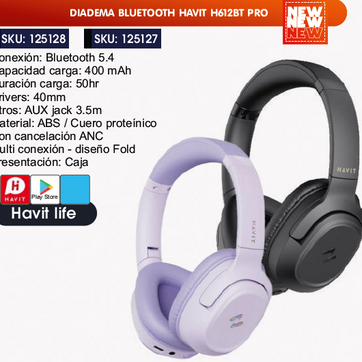 Imagen del producto DIADEMA BLUETOOTH HAVIT H612BT PRO