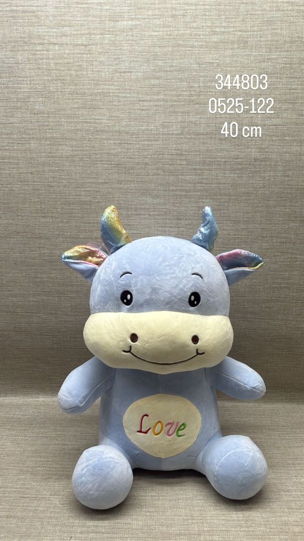 VACA MEDIANA AZUL CIELO "LOVE" 40 CM