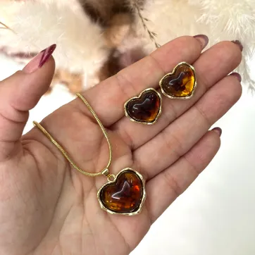 Imagen del producto Set cadena topo corazón acrílico 