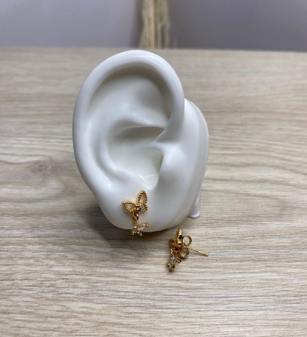 Topo mariposa colgante, oro rosa, covergold 
