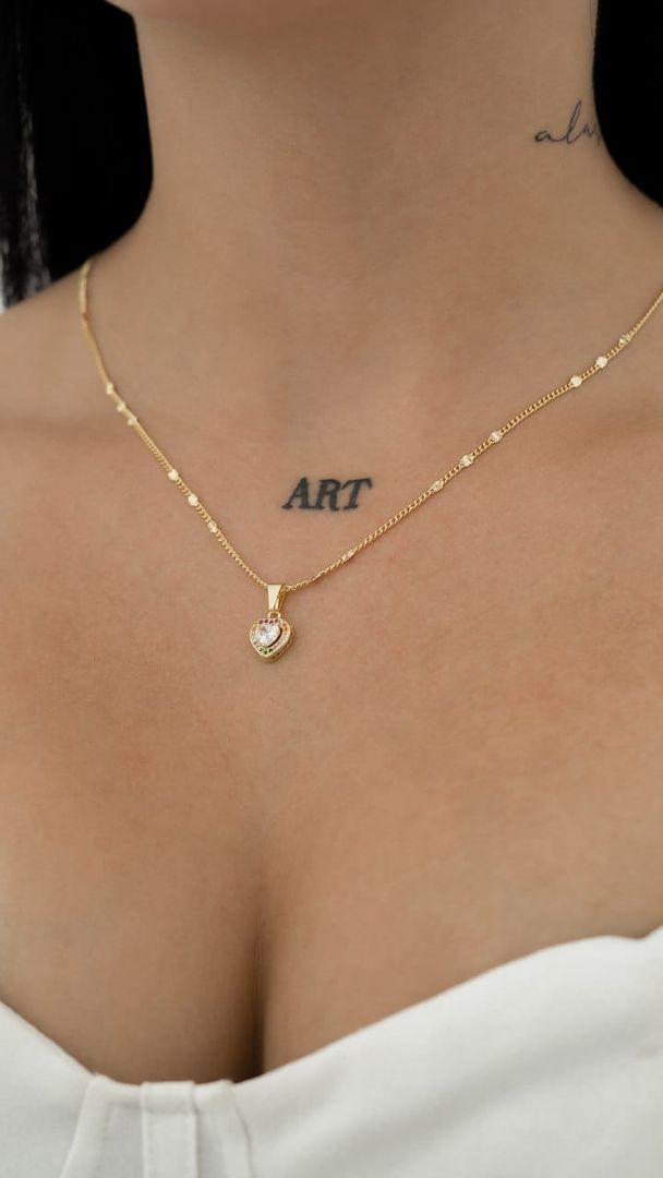 Cadena destellos y dije corazon de colores 