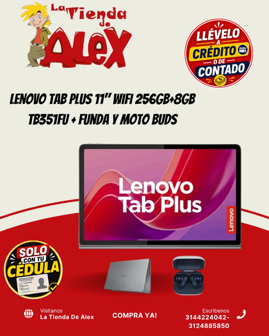 Lenovo Tab PLUS 11" WIFI 256GB+8GB TB351FU + Funda y Moto Buds