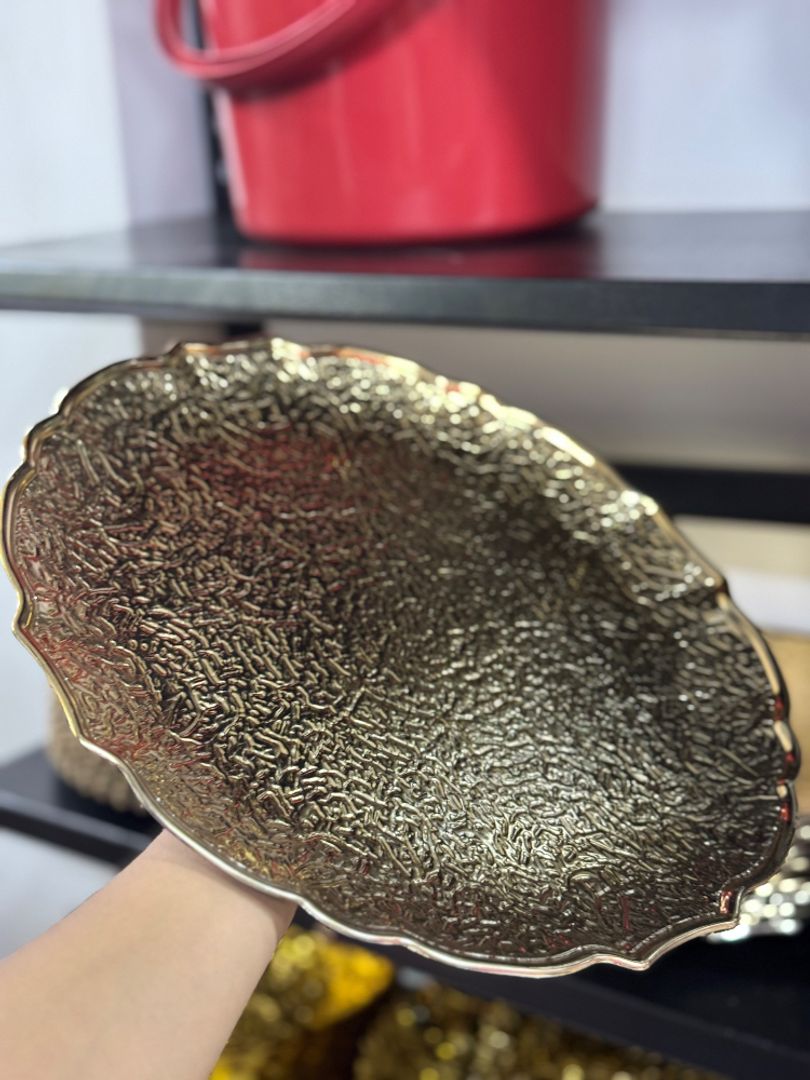 Bandeja / Bajo Plato Decorativo Efecto Craquelado