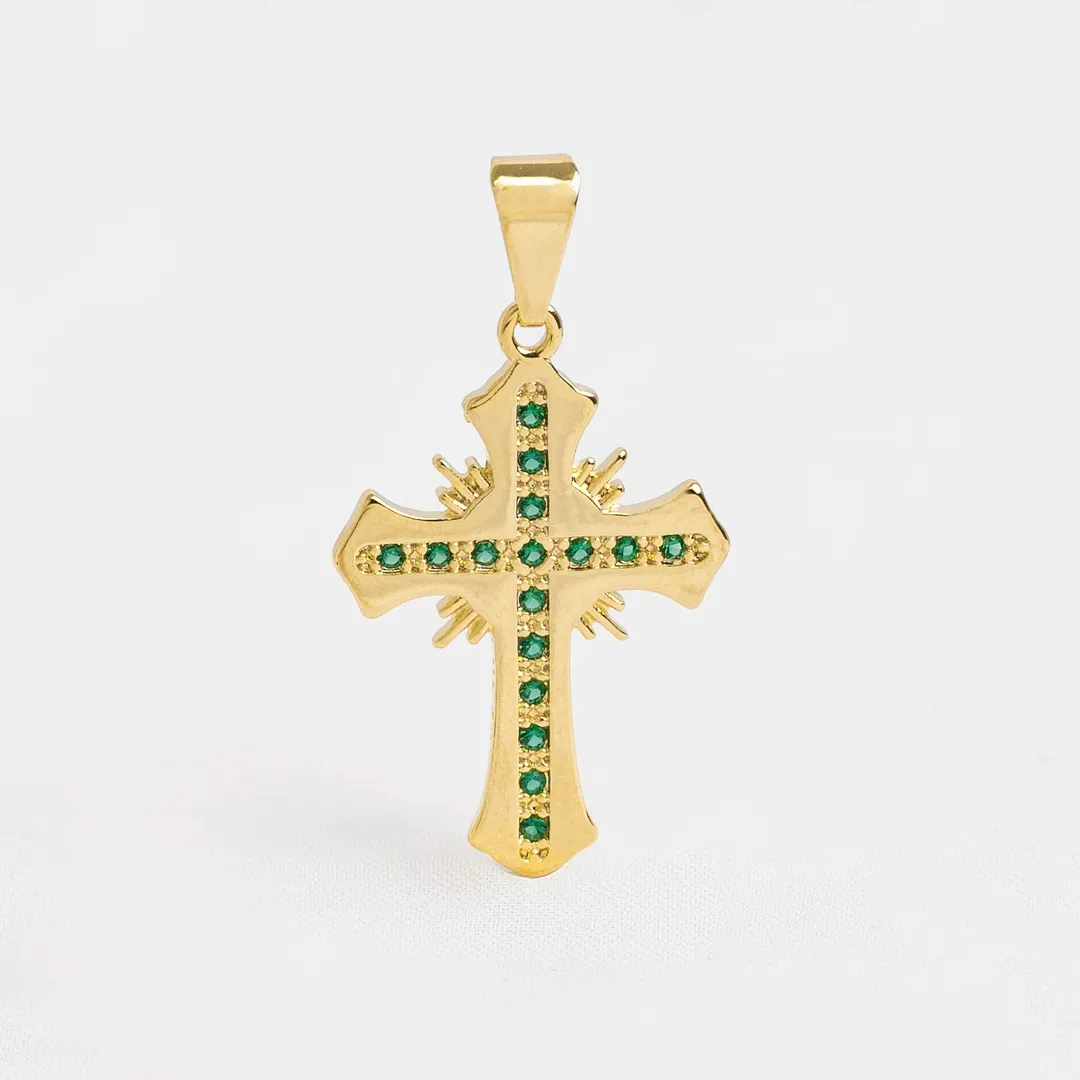 D Cruz Sagrada Circonias Verde