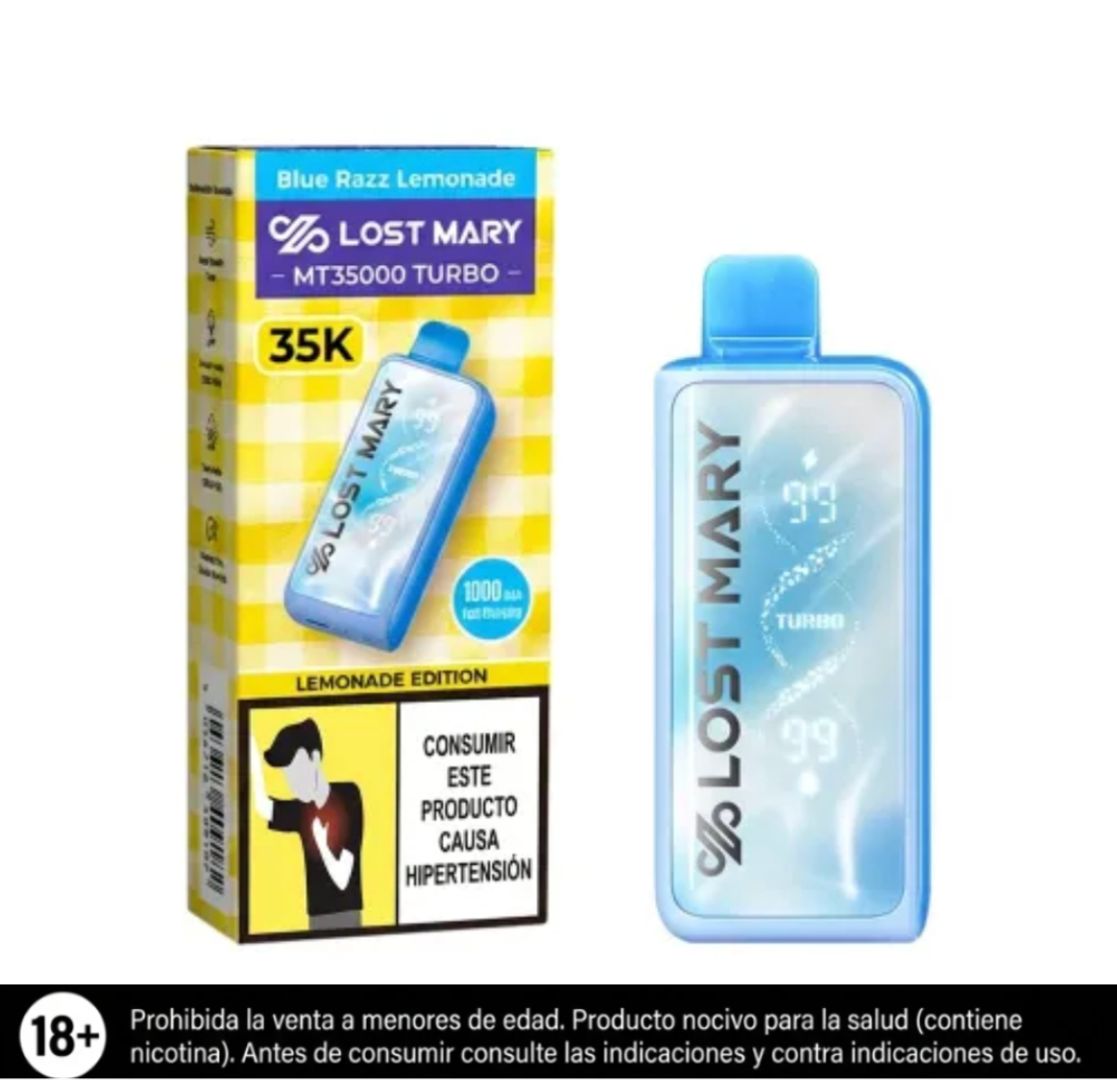 Lost Mary Blue Razz Lemonade 35.000 Puffs Mt Turbo