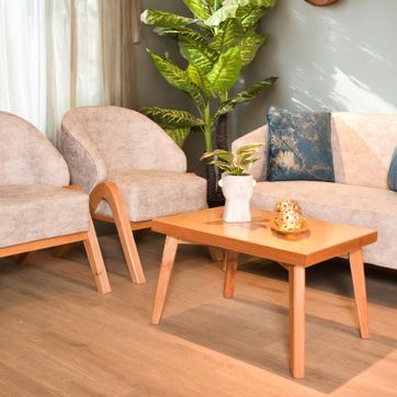 Imagen del producto SALA TOKIO NATURAL 2 SILLAS + MESA CENTRO TAPIZADO MARFIL