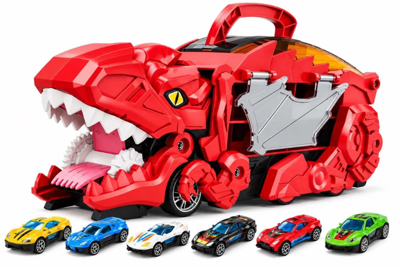 CAMION DINOSAURIO CON CARROS 6 PCS