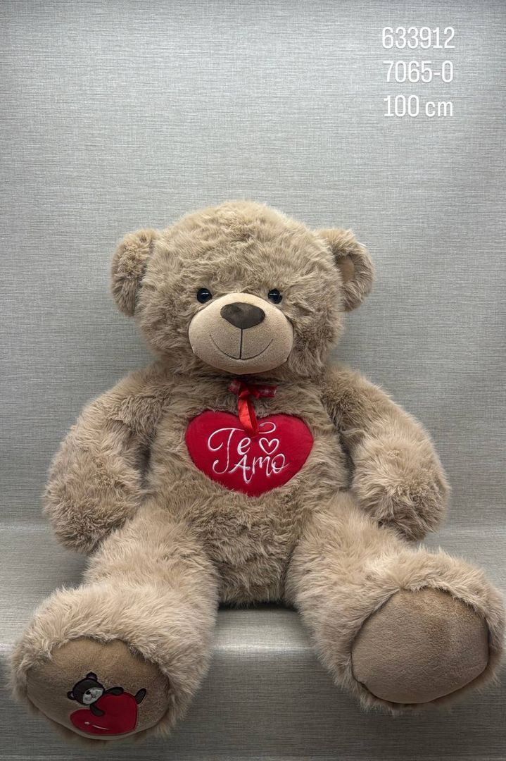 Oso de peluche   con bordado Te Amo de 100 cm 