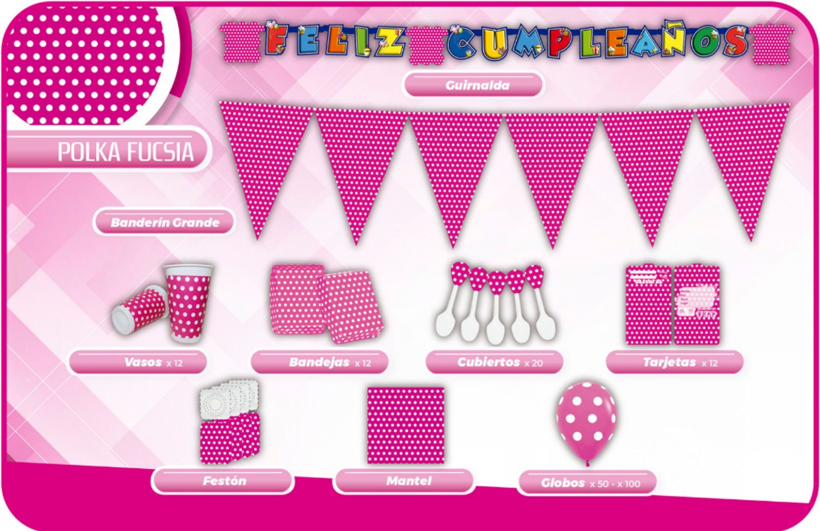 DECORACIÓN POLCA FUCSIA 