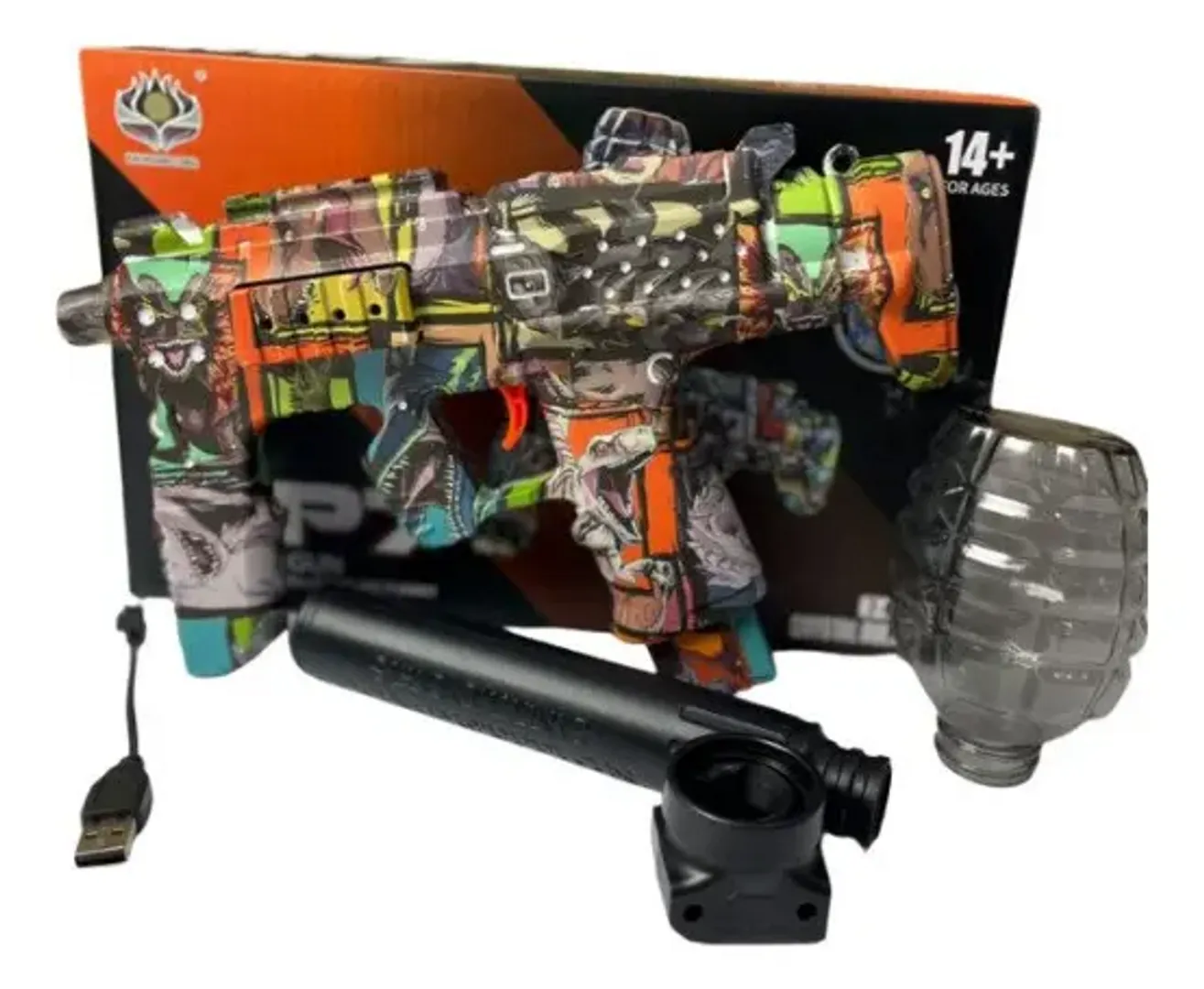 JUGUETE PISTOLA AMETRALLADORA MP7 HIDROGEL CAMUFLADA