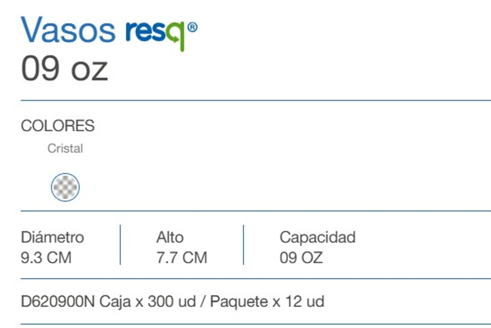       V. VASO RESQ 9 OZ CRISTAL - PQ X 12 UND 