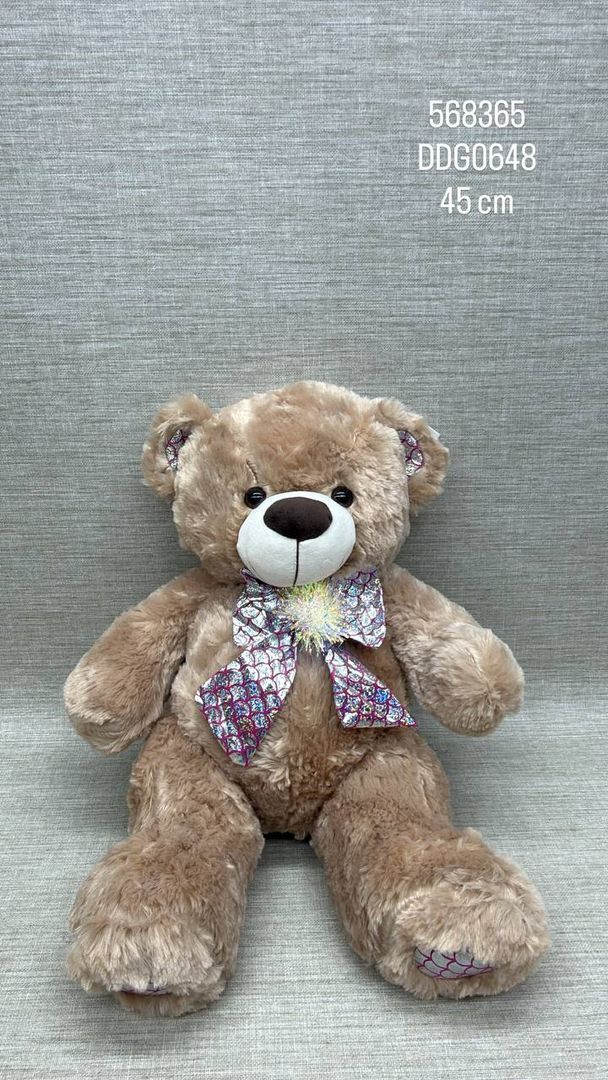 OSO BEIGE OSCURO CON MOÑO 45 CM