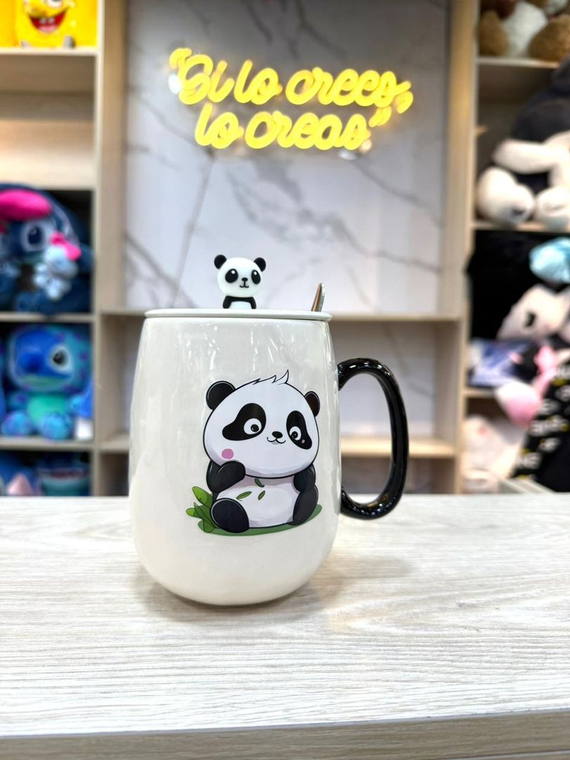 MUG PANDA TAPA CERAMICA