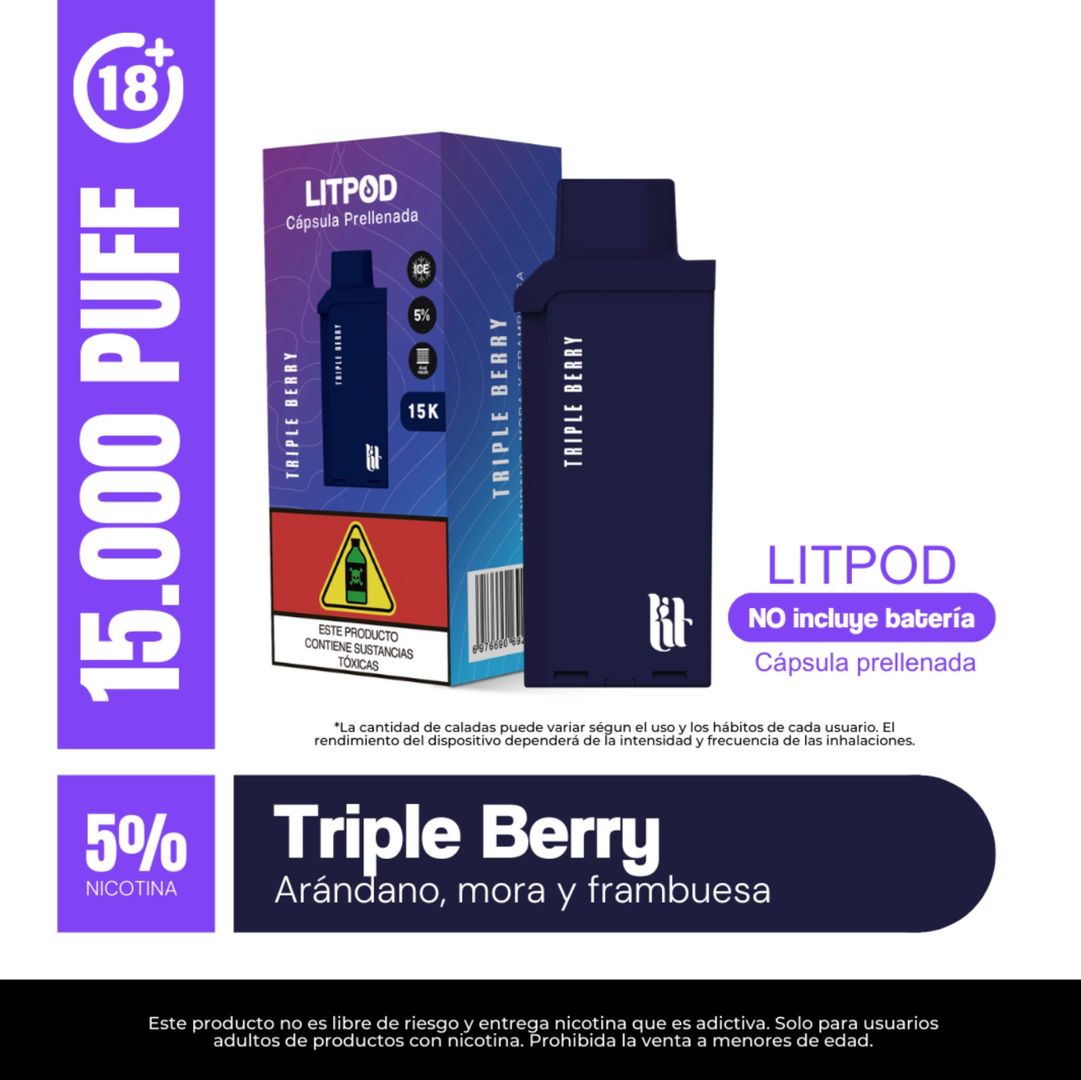 Pod Lit Triple Berry 15.000 Puffs Recarga