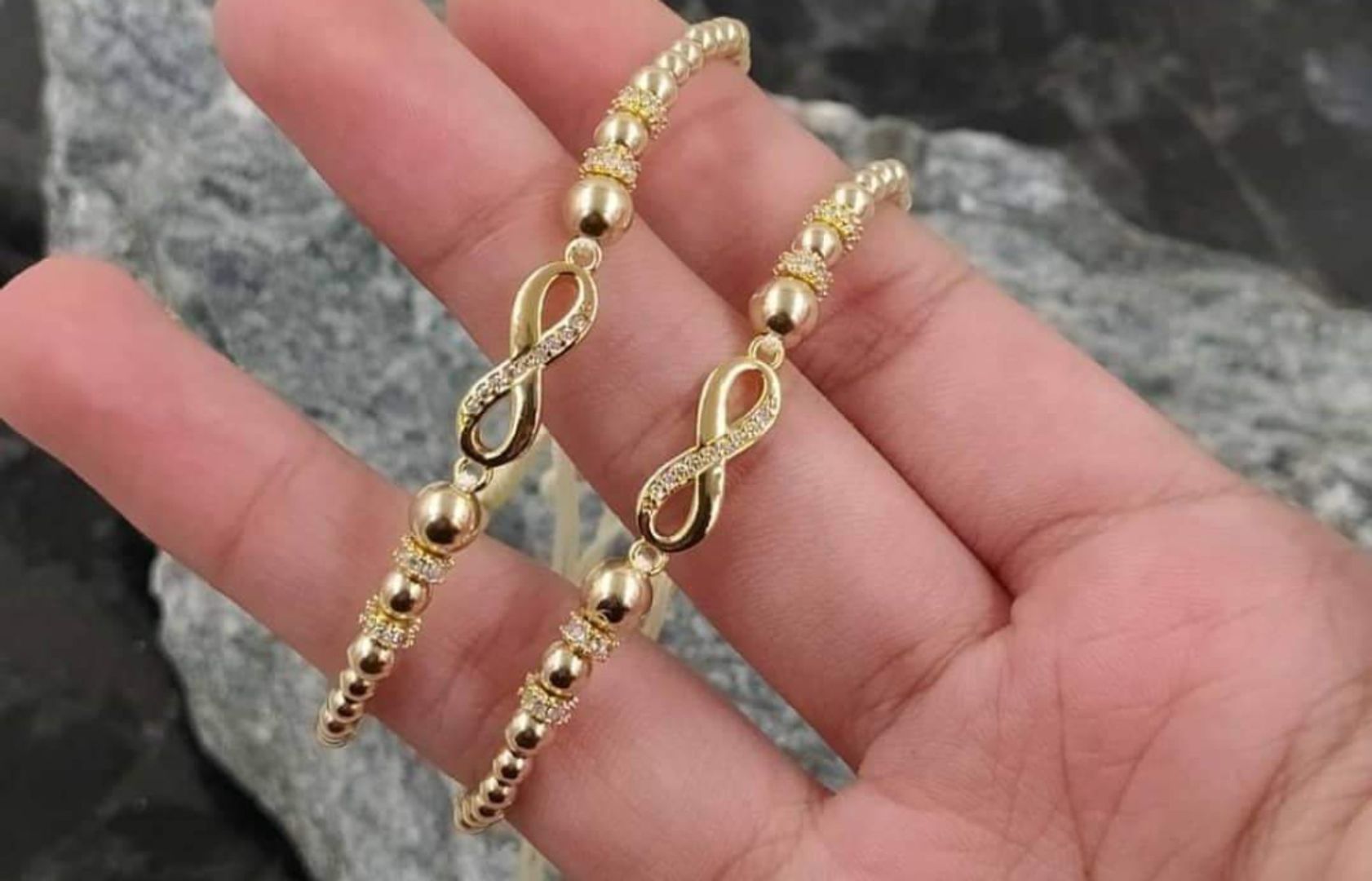 Par pulseras infinito full balin liso