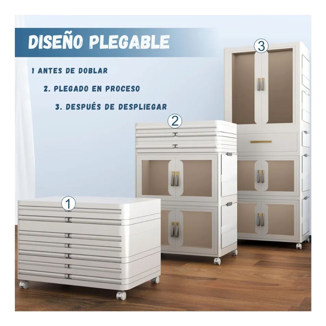 ARMARIO PORTATIL ORGANIZADOR CLOSET PLASTICO PLEGABLE 64x42x161.5Cm