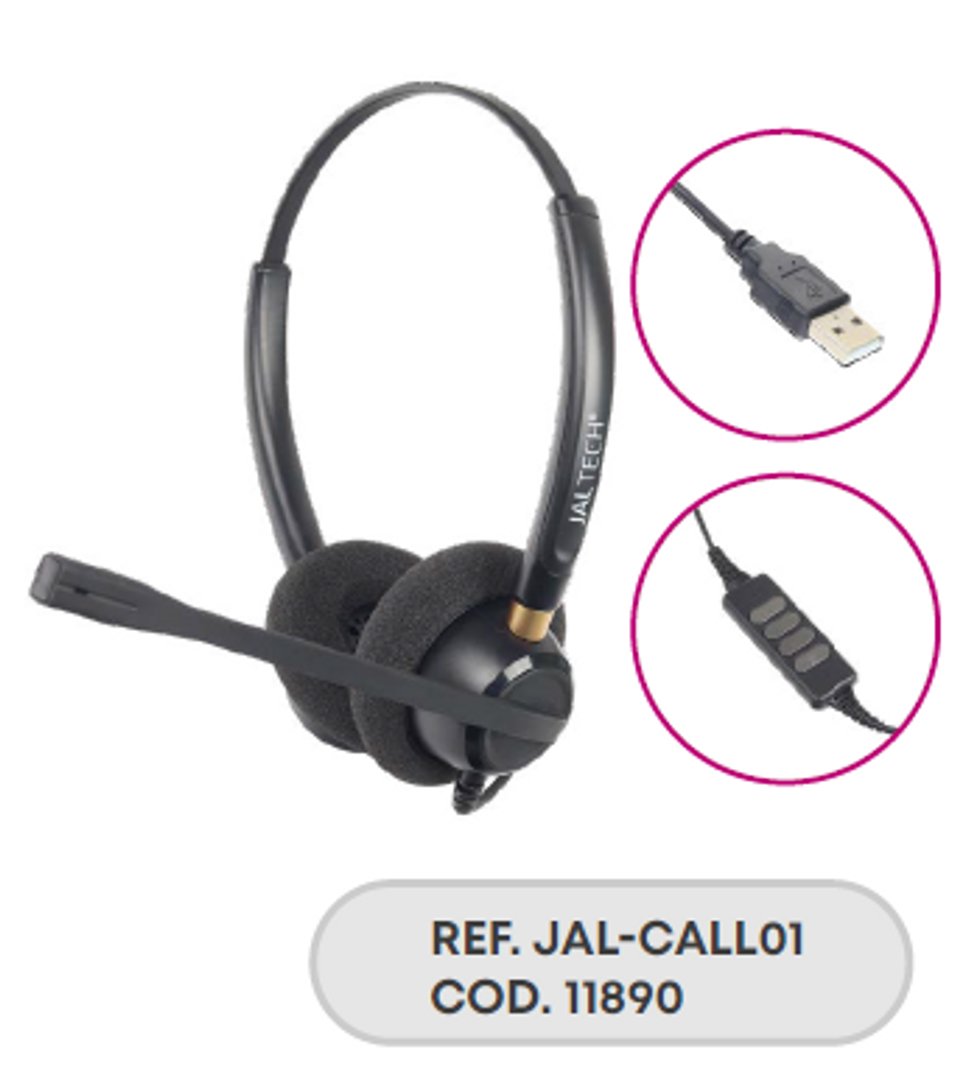 DIADEMA CALL CENTER USB CON CONTROL DE VOLUMEN JAL-CALL01