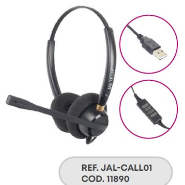 Imagen del producto DIADEMA CALL CENTER USB CON CONTROL DE VOLUMEN JAL-CALL01