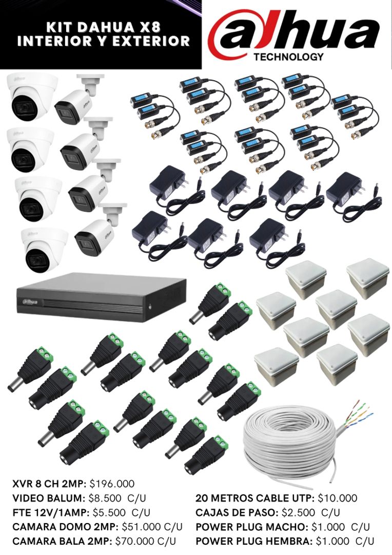KIT DAHUA X8 INTERIOR Y EXTERIOR