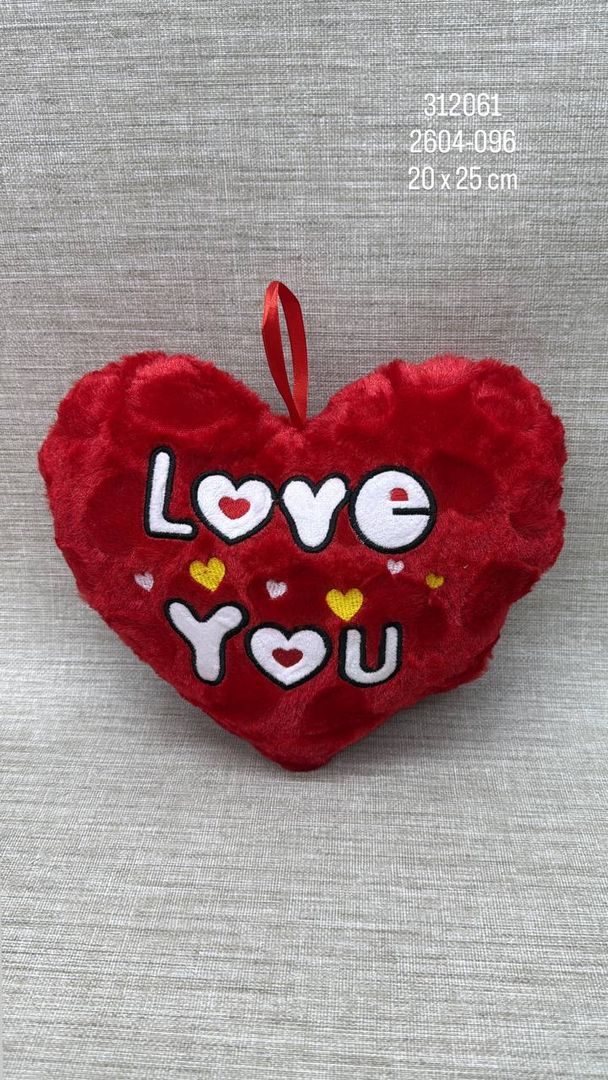 COJIN DE CORAZON SURTIDO 20 X 25 CM
