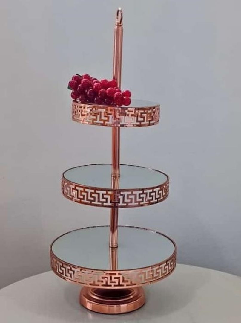 Base para pasteles rose gold en metal con espejo