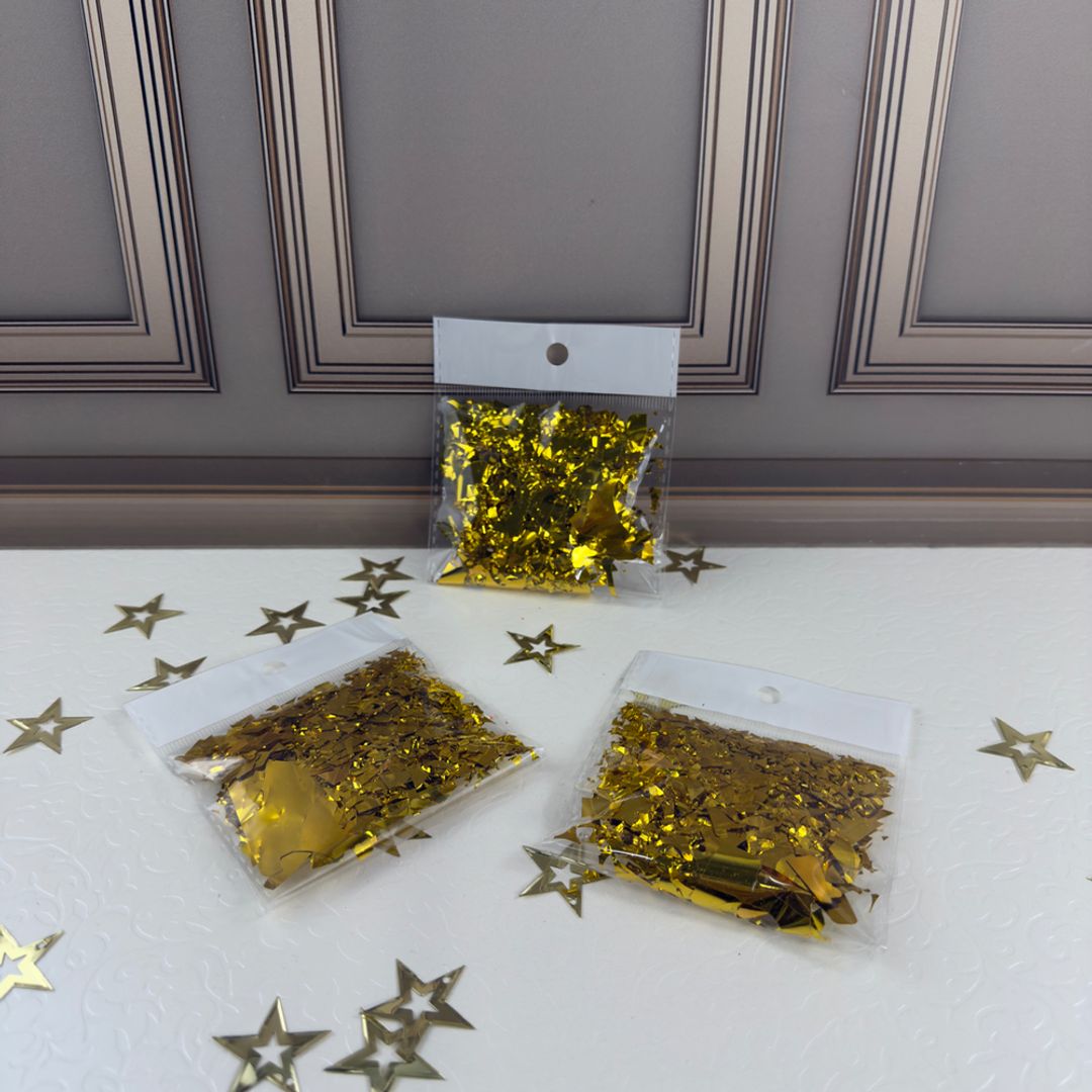 CONFETI PARA GLOBO DORADO X 12 UNI 