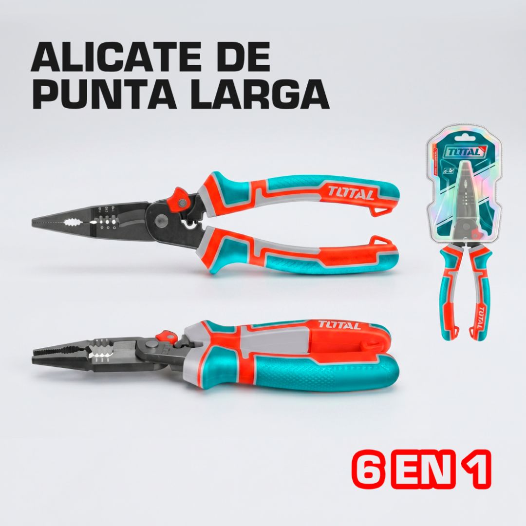 ALICATE DE PUNTA LARGA MULTIFUNCION 6 EN 1