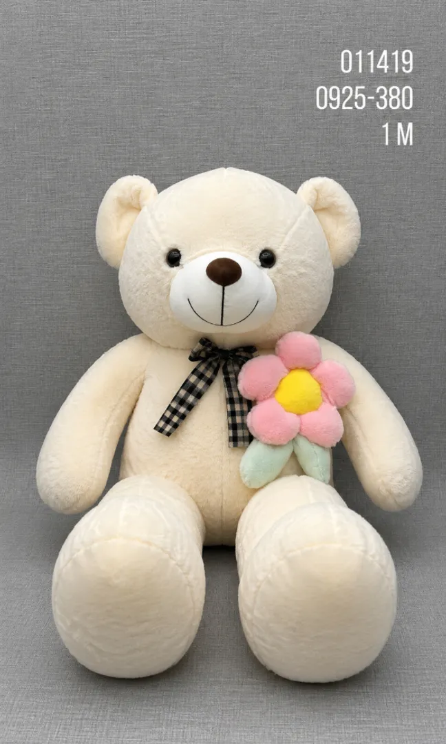 OSO PATAS LARGAS CON FLOR ROSA 1 M