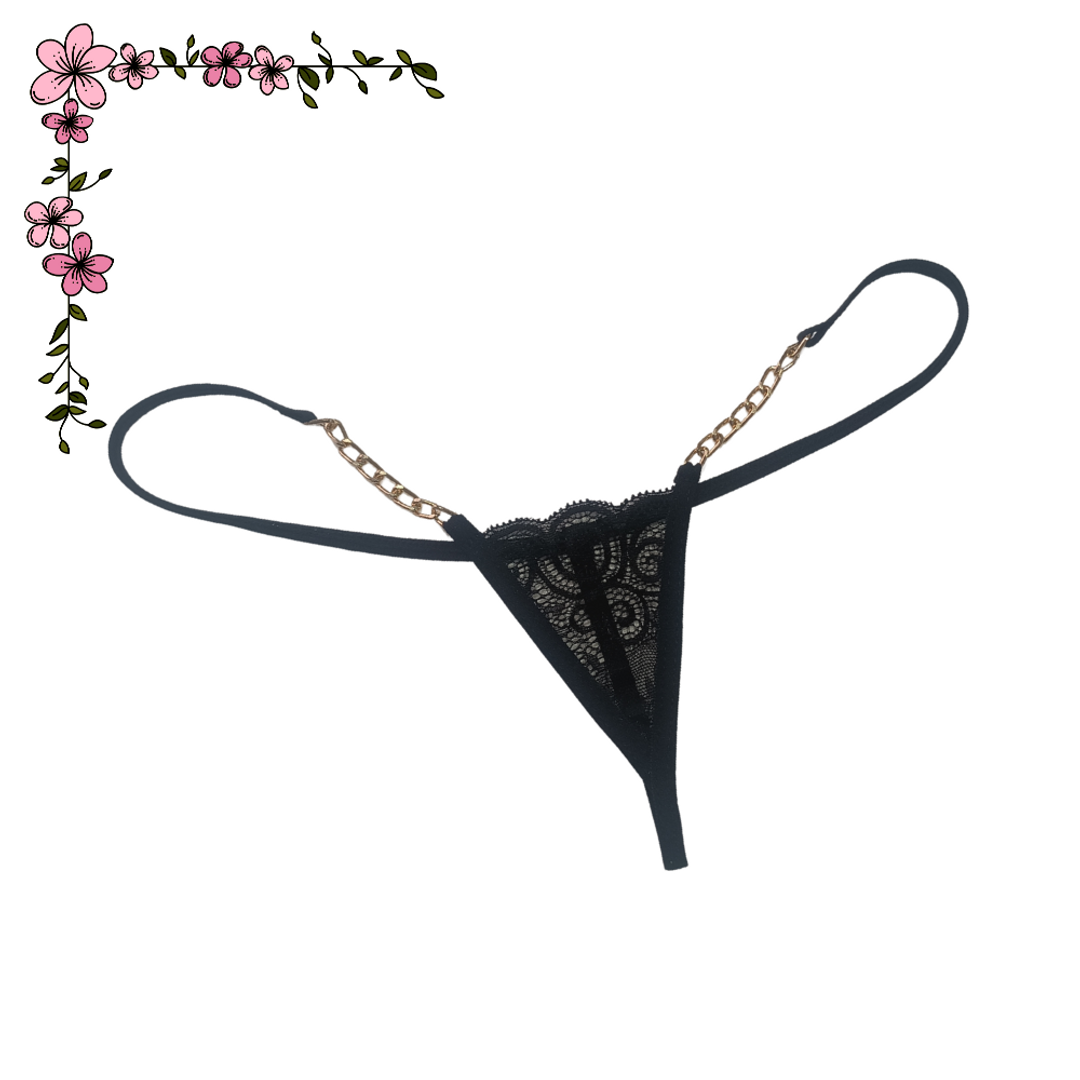 Súper micro tanga hilo encaje con Cadena 